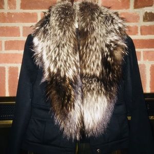 Gianni Versace Fox Fur Collar Coat Womens
